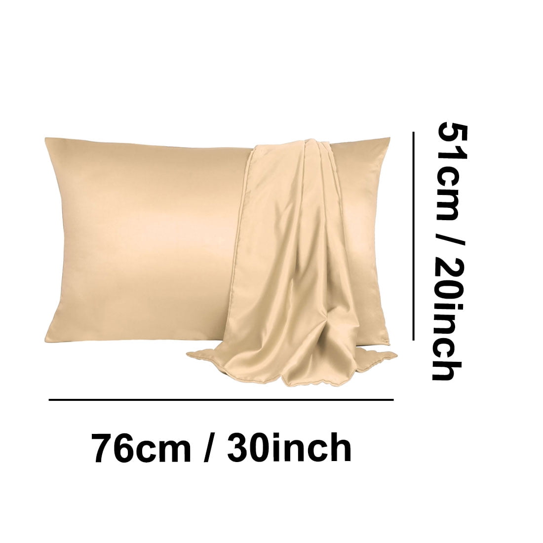 PiccoCasa 4 Pack Silk Satin Pillowcases Envelope Pillow Covers Queen Champagne