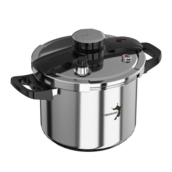 8L Stainless Steel Pressure Cooker for All Stovetops - Save 50% Cooking Time, Easy Twist Open Lid