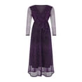 thumbnail image 4 of POINTERTECK Robe à Sequins pour Femmes Manches Longues Col en V Profond Robe de Soirée Robe de Bal Fluide Maxi Longue Robe, 4 of 7
