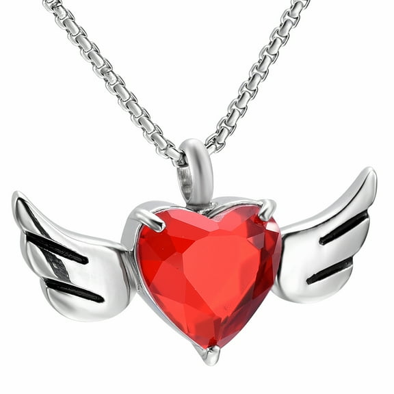 Angel Wing Heart Cremation Urn Necklace Holds Loved Ones Ashes Memorial Keepsake Cremation Jewelry Necklace