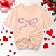 thumbnail image 5 of Primavera Top Mujeres Moda Casual Nueva Cinta de Arco Impresa Cuello Redondo Camiseta de Manga Corta, Camiseta de Cuello Tripulado, 5 of 8