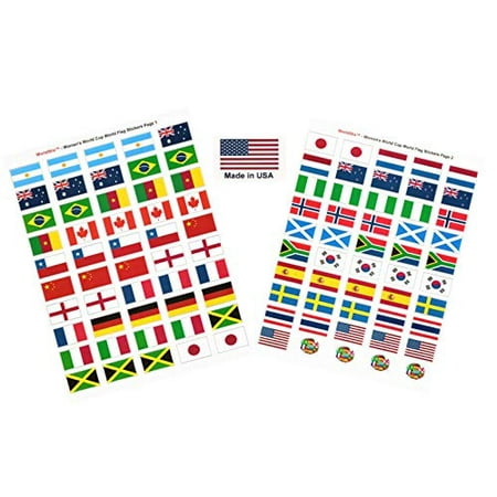 Made in USA! 100 Stickers Representing The 2019 Women's World Cup Teams; 1.5