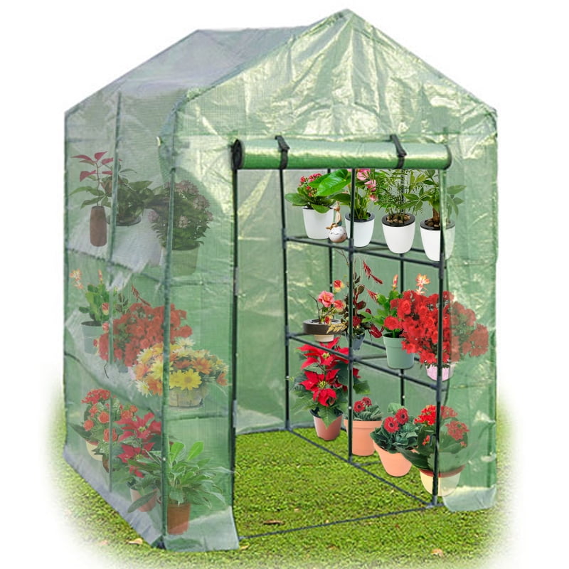 Costway Portable Mini Walk In Outdoor 4 Tier 8 Shelves Greenhouse by Costway