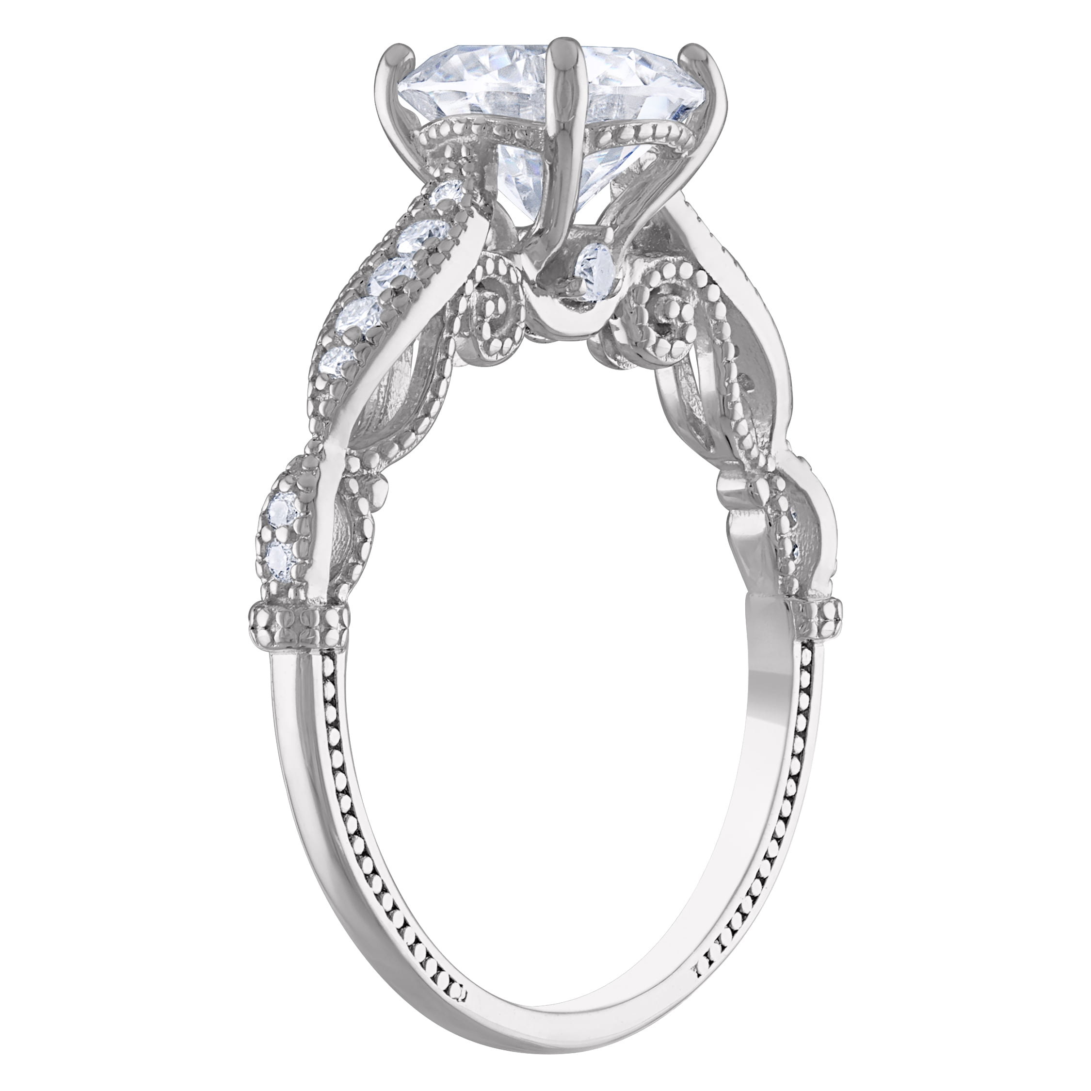 silver created moissanite 2.3 cttw engagement ring