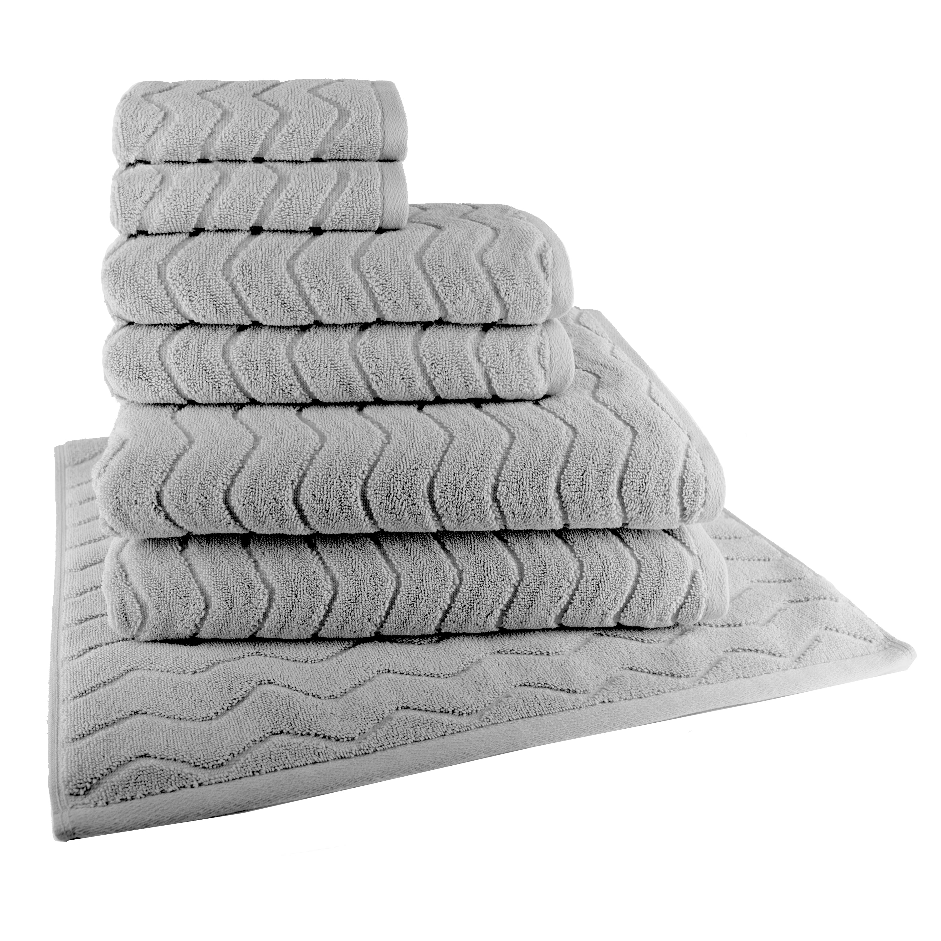 Chevron 7 Piece Towel Set in Grey Flannel