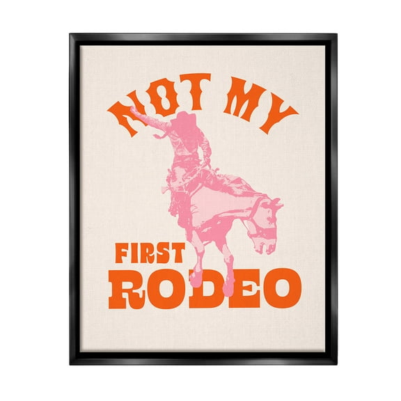 Stupell Industries Not My First Rodeo Phrase Animals & Insects Painting Black Floater Framed Canvas Art Print Wall Art, 17 x 21