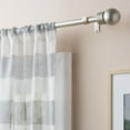 thumbnail image 2 of TOWN & COUNTRY BASICS Modern Sphere Single Indoor Curtain Rod and Finial Set, Easy Install Wall Mount, Matte Silver, Adjustable 36”-72”, 2 of 8