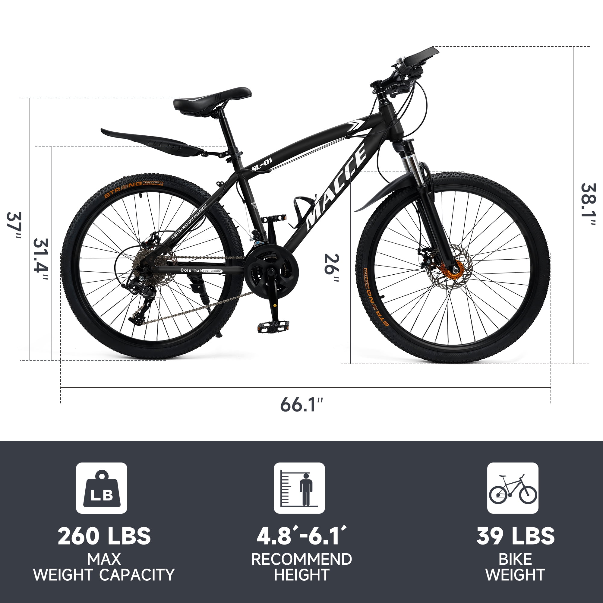26/27.5 inch Mountain Hardtail Mountain Bike for Men/Women, 27 Speed Twist Shifting, Front Suspension, Comfort Saddle, Purple/Black/White