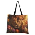thumbnail image 4 of Canvas Tote Bag for Women Girls Design Print Lions in Flowers Tote, 4 of 8