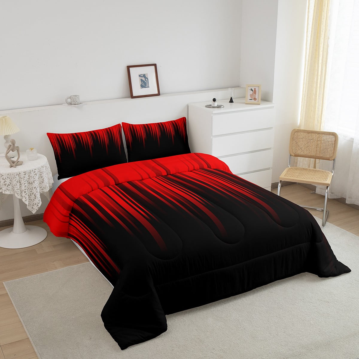 Gradient Comforter Set Red Blue Ombre Abstract Art Bedding