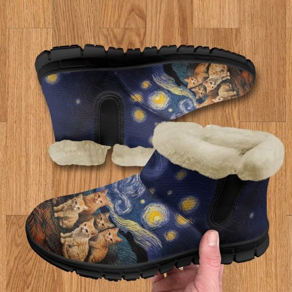 Whosucclay Flannel Womens and Girl Snow Boots Ankle Booties Waterproof Winter Boots Slip on Fashion Boots No Slip Boots