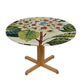 thumbnail image 3 of WYYP Flowers Leaves Folk Art Round Tablecloth 100% Polyester Fiber with Elastic Edge White, 3 of 8