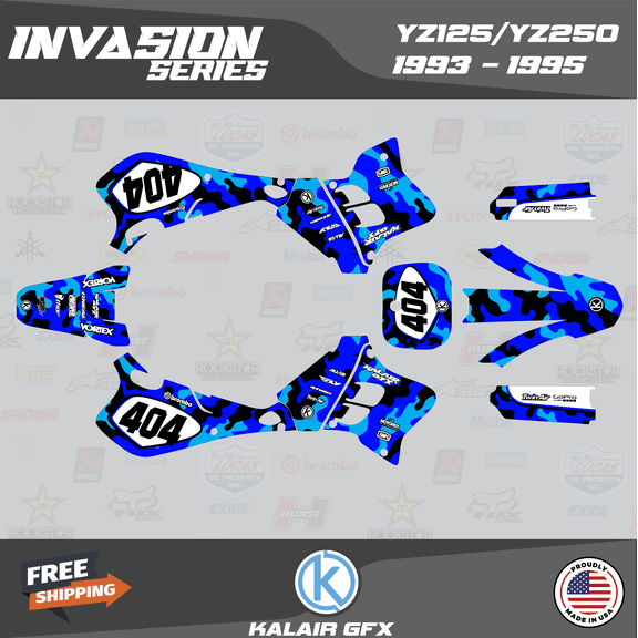 Kalair GFX Graphics Kit for Yamaha YZ125 (1993-1995) Invasion Series