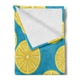 thumbnail image 2 of Lemons Soft Flannel Fleece Throw Blanket, Citrus Slices Simplistic Summer Theme Tasty Refreshing Pattern, Cozy Plush for Indoor and Outdoor Use, 50" x 60", Sea Blue Earth Yellow, by Ambesonne, 2 of 5