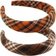 thumbnail image 1 of wonima44 VIVIAN & VINCENT 2 Pack of Womens Fall Scottish Tartan Headbands Headwraps Hair Band with Bow Orange and Brown Plaid, 1 of 1