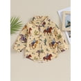 thumbnail image 2 of Caoirhny Toddler Cartoon Print Shirt Newborn Button Down Long Sleeve Shirts Little Boys Loose Fit Lapel Collar Tops, 2 of 8