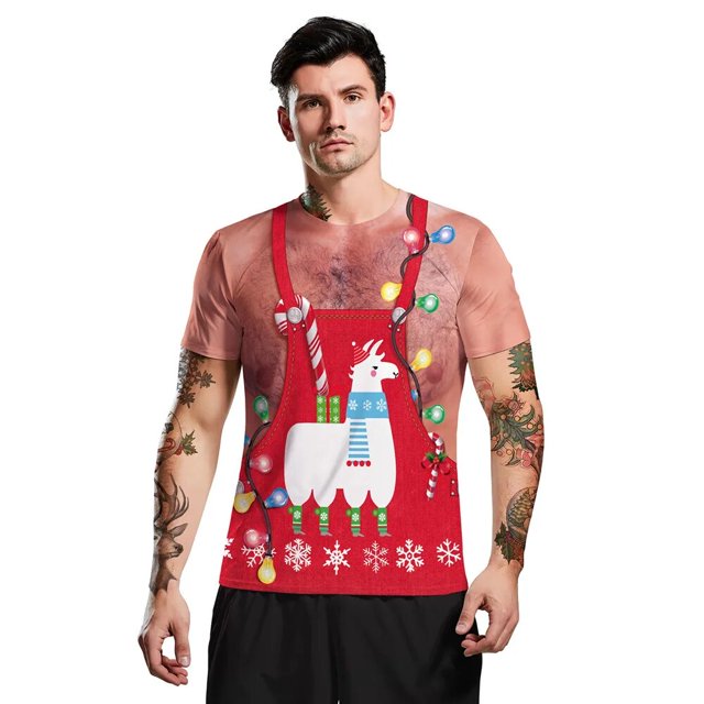 Hombre Camiseta Papá Noel Estampados Gráficos Cuello Barco Estampado 3D Al aire libre Navidad Manga Corta Estampado Ropa Deportes Casual