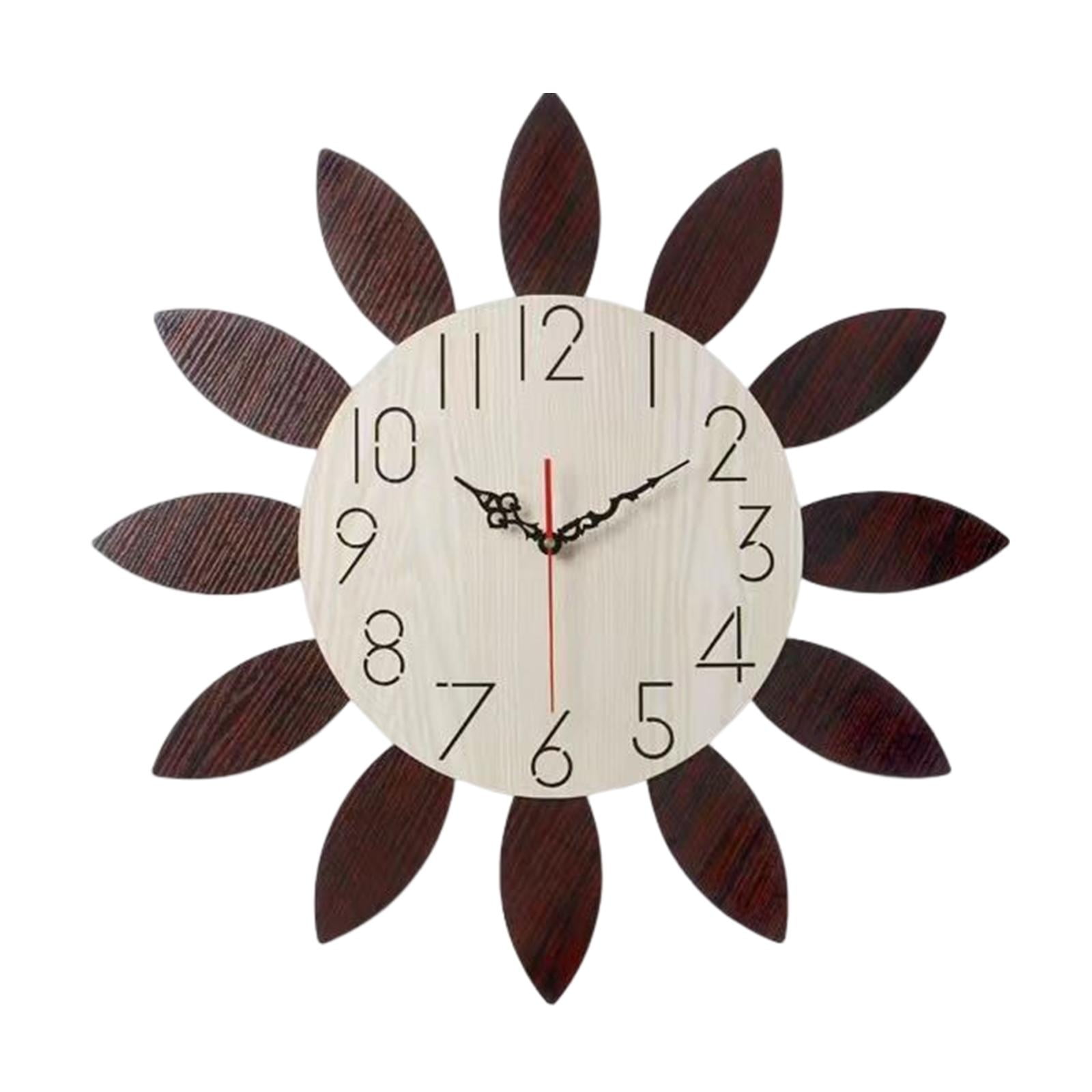 Modern Wooden Wall Clock Round Silent Sweep Hanging Clocks Decorative