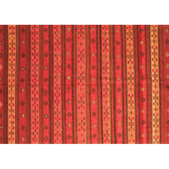 Ahgly Company Indoor Rectangle Oriental Orange Traditional Area Rugs, 5' x 7'