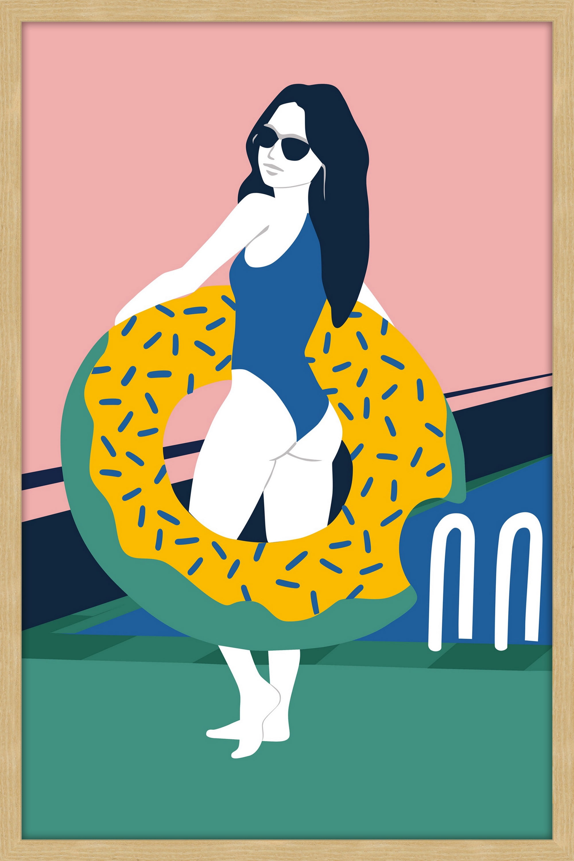 Donut Floater Framed Painting Print