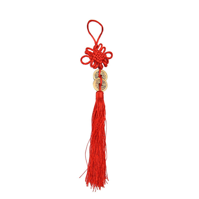 Chinese Feng Shui Protection Fortune Lucky Charm Red Tassel String Tied CoinsS!