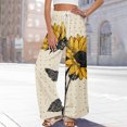 thumbnail image 6 of PEXLYCLU Lounge Pants Women, Boho Pants, Womens Lounge Pants, Boho Wide Leg Pants for Women Flowy Drawstring Floral Palazzo Pants Baggy Tropical Hawaiian Pull On Beach Pant, Khaki S, 6 of 8