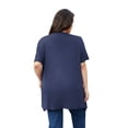 thumbnail image 4 of Uvplove Women's Short Sleeve Summer Open Front Cardigan Lightweight Knit with Pcokets,Navy Blue,XL, 4 of 7