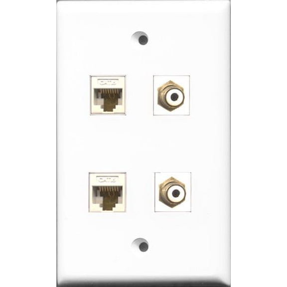 RiteAV - 2 Port RCA White 2 Port Cat6 Ethernet White Wall Plate