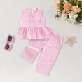 thumbnail image 2 of TOWED22 Newborn Baby Girl Summer Outfits Sleeveless Floral Print Camisole Long Pants 2pcs Toddler Clothes(Pink,18-24 M), 2 of 4