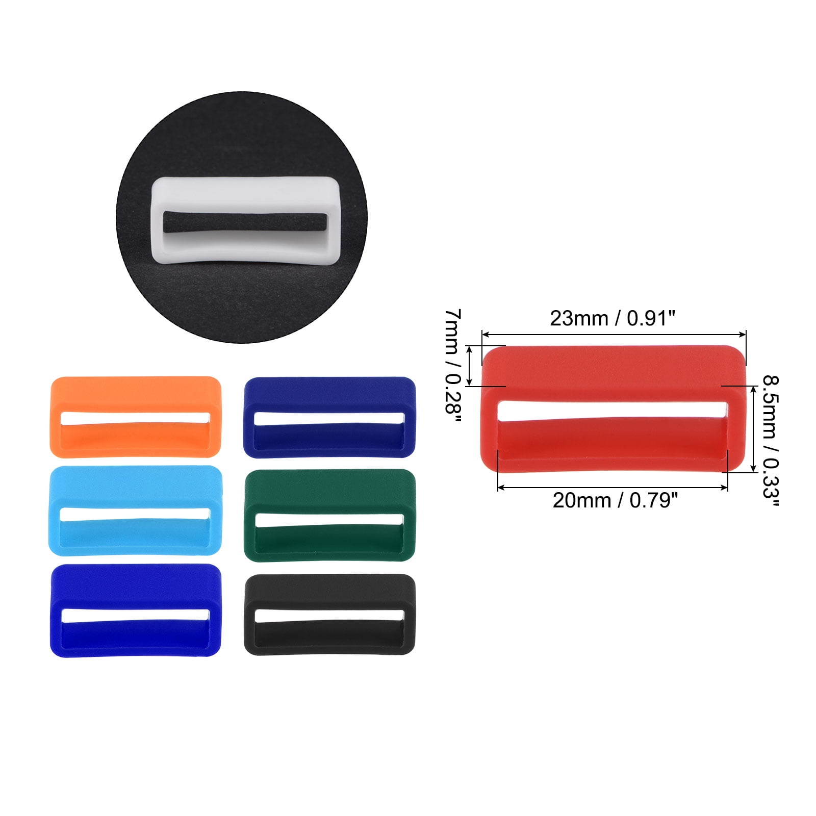 Unique Bargains 16mm Silicone Watch Band Strap Loops Replacement Fastener 20mm