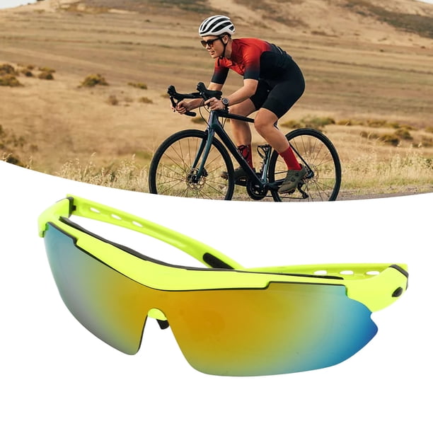 Lunettes De Soleil Sportives - Pour Cyclisme, Homme/femme, Monture Noire Et Lentilles Bleu Miroir