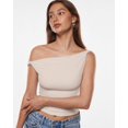 thumbnail image 3 of Remera INLYRIC con escote off shoulder, suave y elástica, color blanco vainilla, talla L, 3 of 6