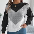 thumbnail image 4 of ZRGHAOYLQ Color Block Knit Sweater for Women Long Sleeve Chunky Pullover Sweaters Fashion 2025 Winter Shirts Cozy Soft Crew Neck Jumper Top Casual Warm Tops, 4 of 8