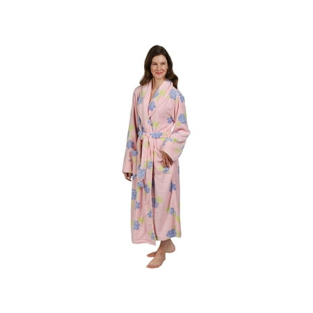 

Womens Floral Tie Kimono Robe - Long Plush Spa Robe for Women by Catalog Classics - Pink/Blue 2X