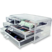Novelty 3-Layer Clear Acrylic Drawers Style Makeup Cosmetics Jewelry Storage Box Case Organizer