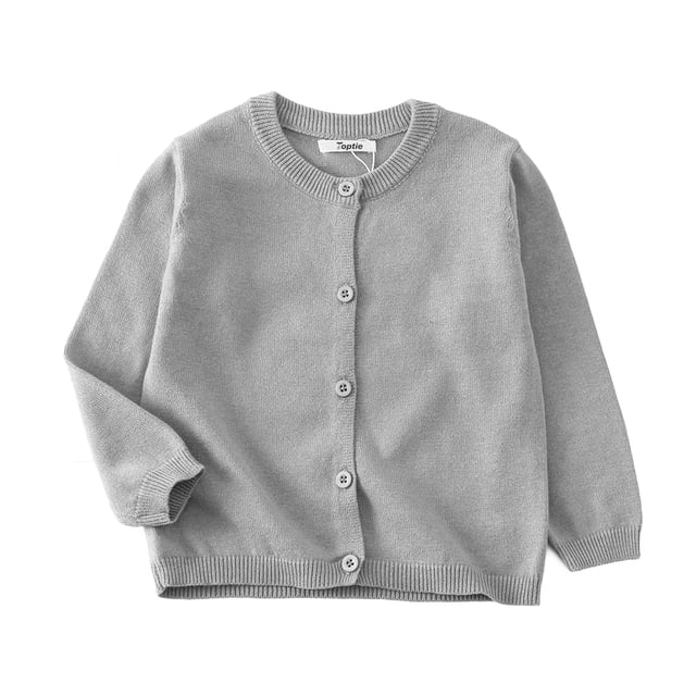 TOPTIE Cardigan d'Uniforme en Coton pour Bébé Fille Tout-Petit - Gris Pâle - 6