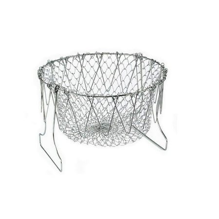 

Foldable Fry Basket Multi-Function Stainless Steel Fry Foldable Fry Basket Poaching Boiling Deep Frying Basket Fruit Vegetable Rinsing Washing Cook Tool