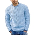 thumbnail image 2 of Huresd Men's Fisherman Cable Crewneck Sweater Winter Casual Sweater for Men Knitted Pullover Sweaters with Ribbing Edge Blue XL, 2 of 7