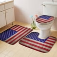 thumbnail image 2 of American Flag Bath Mat 3 Piece Bathroom Rug Set, USA Flag Retro Non Slip Bath Rug Contour Mat and Toilet Lid Cover, Absorbent Shower Mats Soft Bath Rugs and Mats Sets, 2 of 8