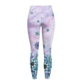 thumbnail image 6 of Renewold Bohemian Flower Marble Violet Yoga Leggings for Women with Pockets Elastic Trendy Exercise Yoga Pants High Waisted Full Length Graphic Pants for Running Sports Party, XS, 6 of 8