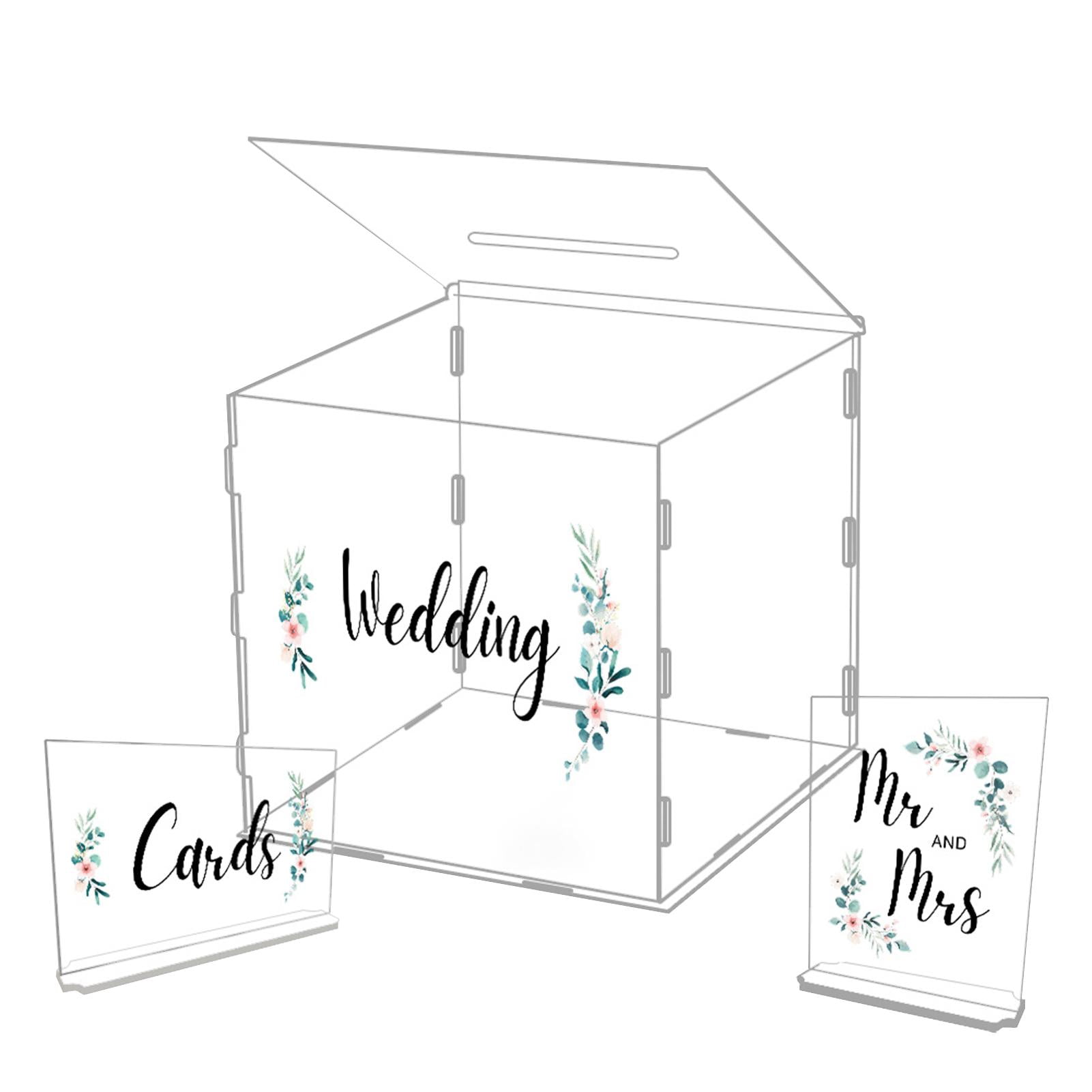 Acrylic Wedding Card Box Clear Card Box for Reception, Elegant