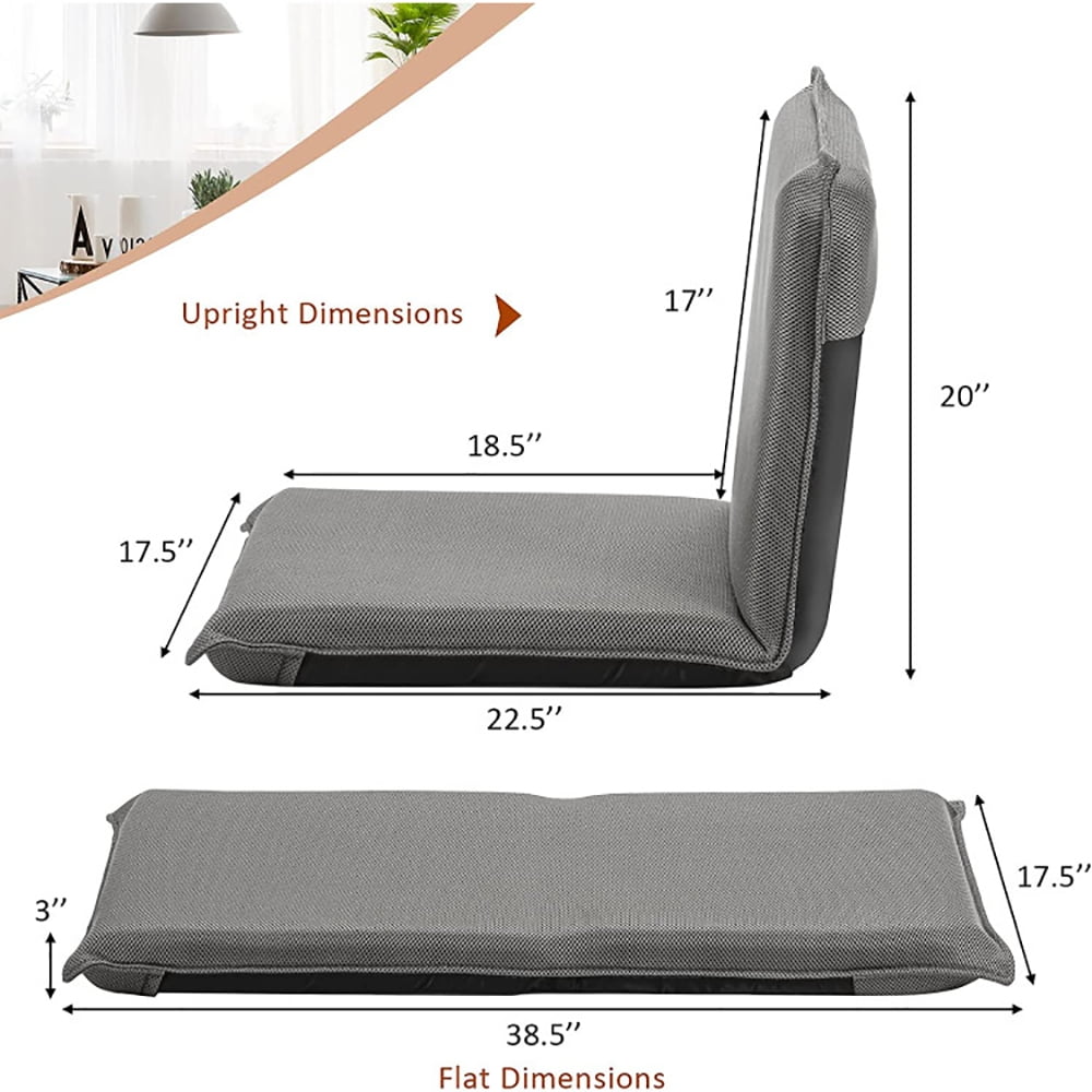 Finihen Folding Lazy Sofa Chair, Floor Chair, Adjustable 6 positions Folding Lazy Man Sofa Chair, for Living Room, Bedroom, for Gaming, Reading, Gray Finihen Folding Lazy Sofa Chair, Floor Chair, Adjustable 6 positions Folding Lazy Man Sofa Chair, for Living Room, Bedroom, for Gaming, Reading, Gray