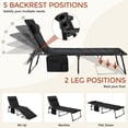 thumbnail image 5 of TLSUNNY Outdoor Padded Folding Lounge Chair, Adjustable Back and Leg, Portable Reclining Chair with Pillow & Side Pocket for Beach, Pool, Sunbathing, 5 of 11