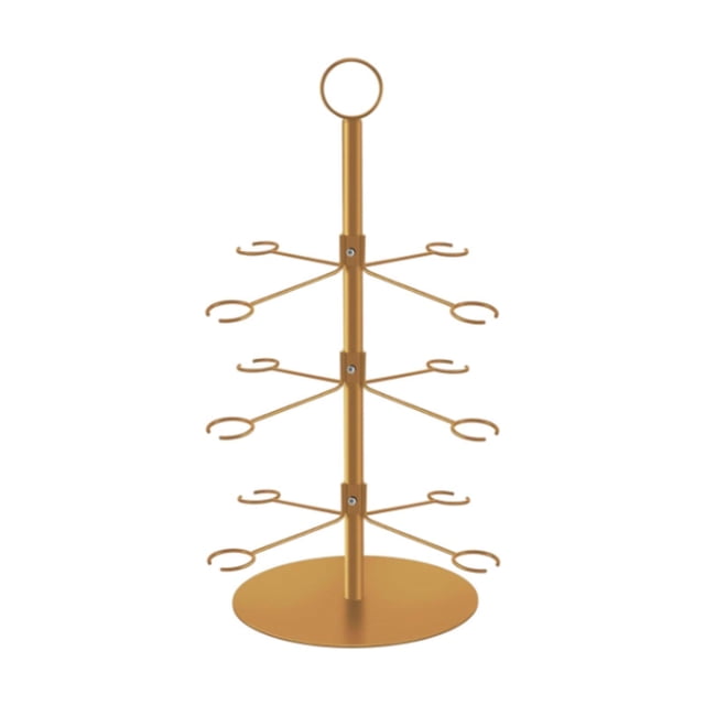 Soporte para copas de vino Perfecl estante de almacenamiento de 3 niveles con 12 ganchos oro