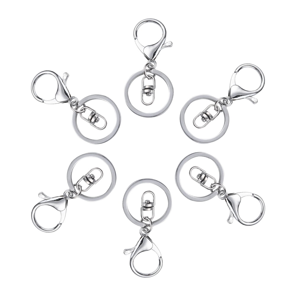 100pc Iron Alloy Lobster Claw Clasp Keychain Platinum 68x30mm