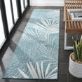 thumbnail image 3 of SAFAVIEH Beach House Declan Botanical Indoor/Outdoor Runner Rug, Aqua/Ivory, 2'2" x 8', 3 of 16