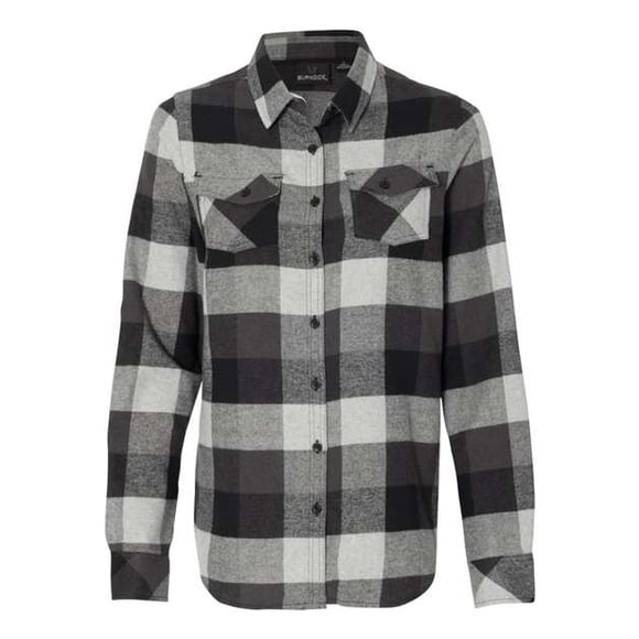 Burnside Camisa de franela de manga larga teñida en hilo para mujer (5210) -NEGRO -S Burnside 5210