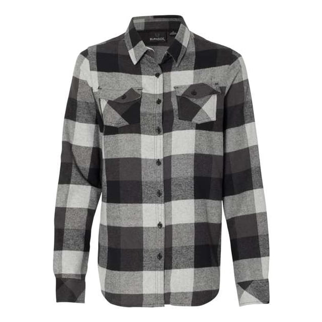 Burnside Camisa de franela de manga larga teñida en hilo para mujer (5210) -NEGRO -XL Burnside 5210