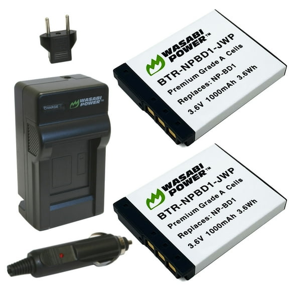 Wasabi Power Battery (2-Pack) and Charger for Sony NP-BD1, NP-FD1