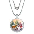 thumbnail image 1 of Christmas Holiday Santa and Animals Finishing Snowman 1" Pendant with Sterling Silver Plated Chain, 1 of 4